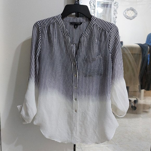 Zac and Rachel 2 Tone White Purple Stripes Top MEDIUM - Picture 1 of 9